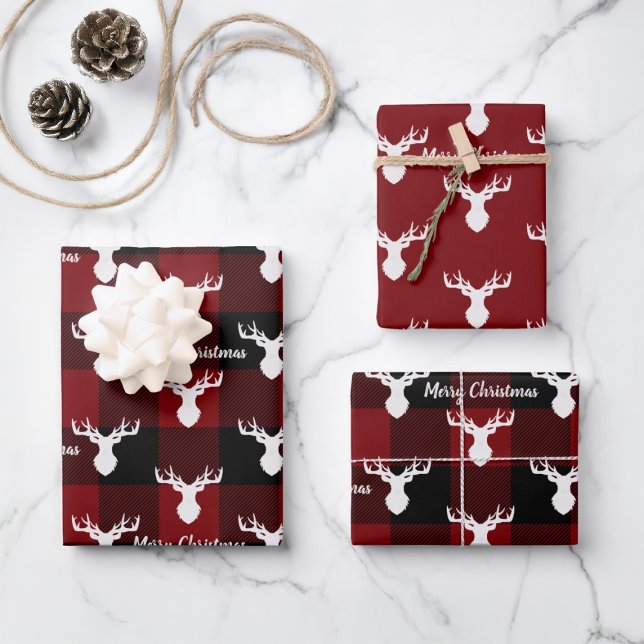 Red and Black Buffalo Plaid Christmas Wrapping Paper Sheet (Creator Uploaded)