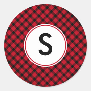 Red And Black Buffalo Plaid Classic Round Sticker