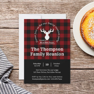 Red and Black Buffalo Plaid Family Reunion Party Invitation