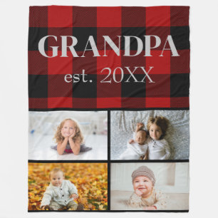 Red and Black Buffalo Plaid for Grandpa Fleece Blanket