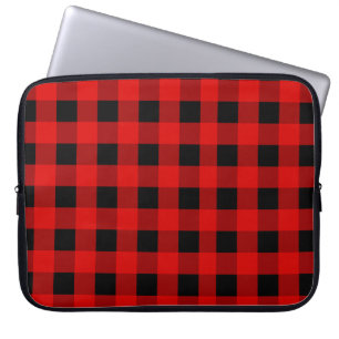 Red and Black Buffalo Plaid Holiday gingham    Laptop Sleeve