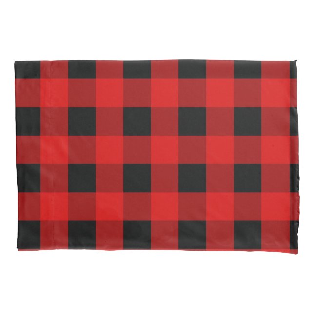 Red and Black Buffalo Plaid Holiday gingham   Pillowcase (Front-Left)
