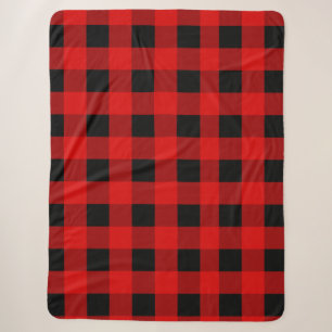 Red and Black Buffalo Plaid Holiday gingham    She Sherpa Blanket