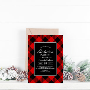 Red And Black Buffalo Plaid Invitation