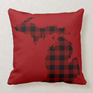 Red and Black Buffalo Plaid Michigan Cushion