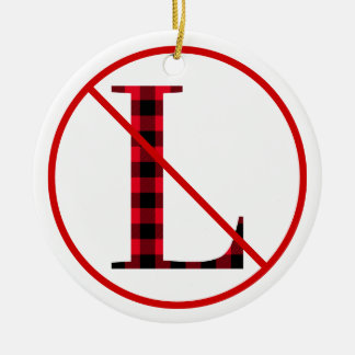 Red and Black Buffalo Plaid No L Ceramic Ornament