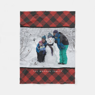 Red and Black Buffalo Plaid Photo Fleece Blanket
