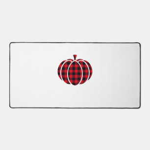Red and Black Buffalo Plaid Pumpkin Thanksgiving C Desk Mat