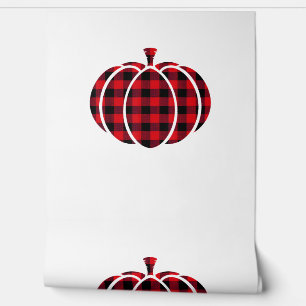 Red and Black Buffalo Plaid Pumpkin Thanksgiving C Wallpaper