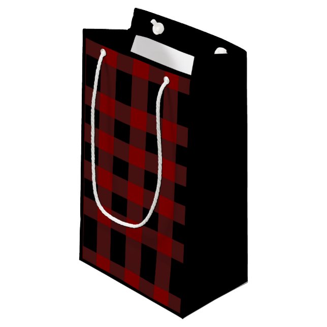 Red and Black Buffalo Plaid Small Gift Bag (Front Angled)