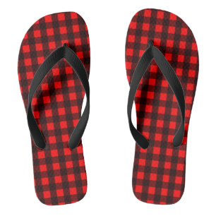 Red and Black Buffalo Plaid Thongs