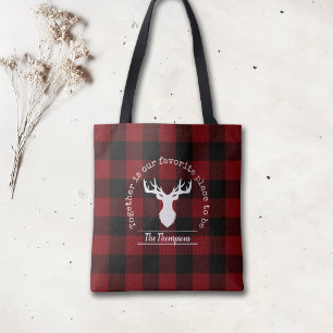 Red and Black Buffalo Plaid Tote Bag