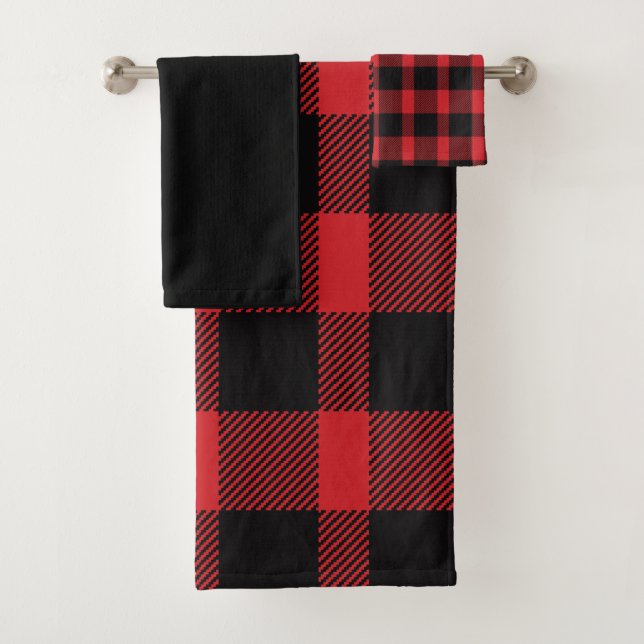 Red and Black Buffalo Plaid Towel Set (Insitu)