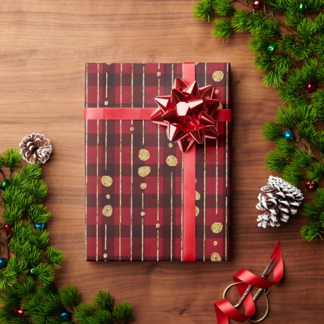 Red and black buffalo plaid wrapping paper (Holiday Gift)