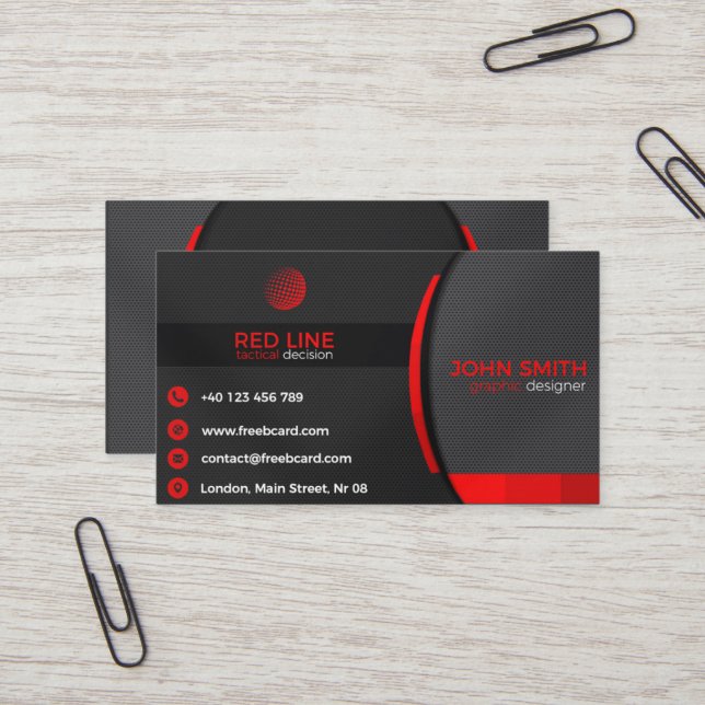Red and black business card templat (Front/Back In Situ)