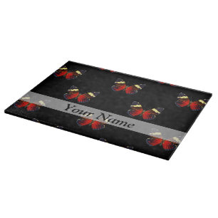 Red and black butterfly pattern cutting board
