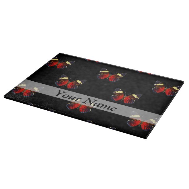 Red and black butterfly pattern cutting board (Corner)