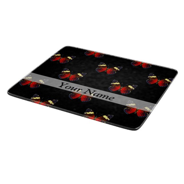 Red and black butterfly pattern cutting board (Corner)