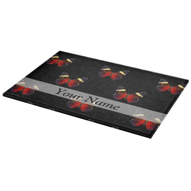 Red and black butterfly pattern cutting board (Corner)