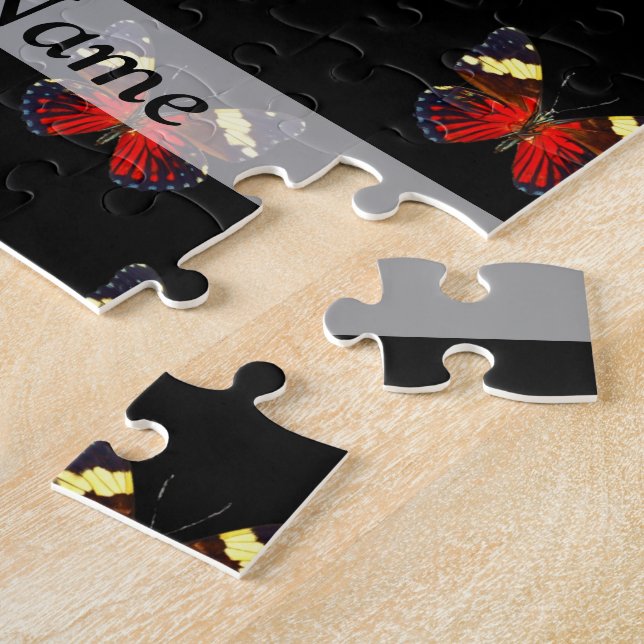 Red and black butterfly pattern jigsaw puzzle (Side)