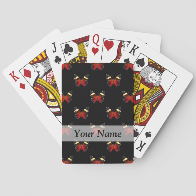 Red and black butterfly pattern playing cards (Back)