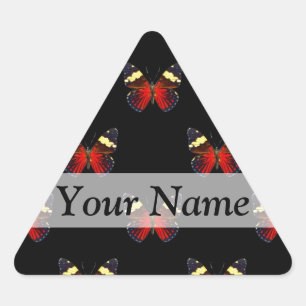 Red and black butterfly pattern triangle sticker