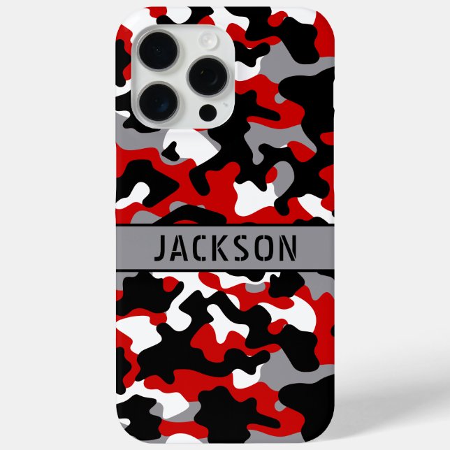 Red and Black Camouflage Personalised Case-Mate iPhone Case (Back)