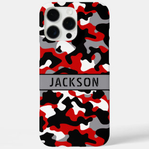 Red and Black Camouflage Personalised iPhone 16 Pro Max Case