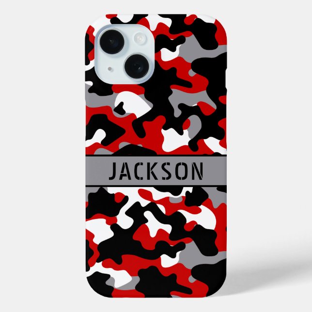 Red and Black Camouflage Personalized Case-Mate iPhone Case (Back)