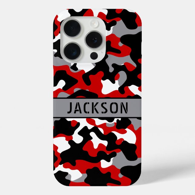 Red and Black Camouflage Personalized Case-Mate iPhone Case (Back)