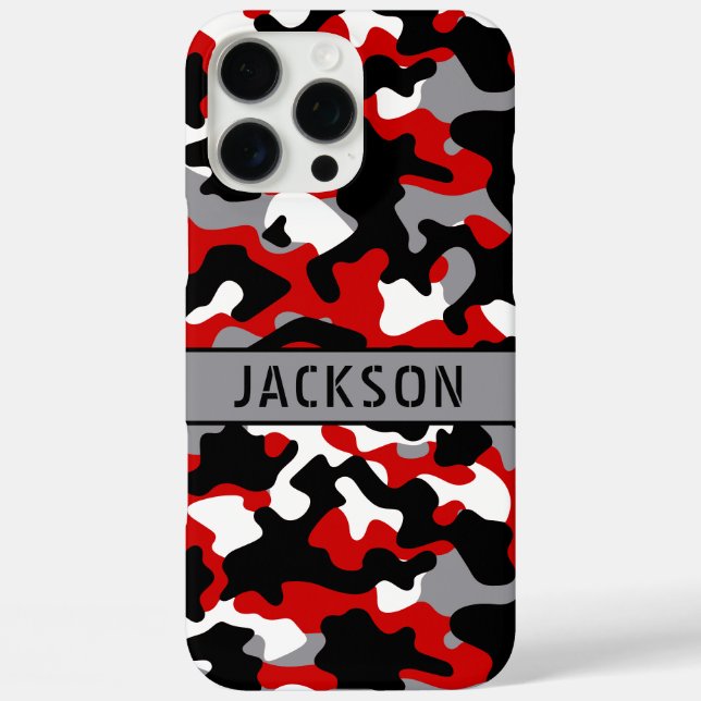 Red and Black Camouflage Personalized Case-Mate iPhone Case (Back)