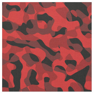 Red and Black Camouflage Print Pattern Fabric
