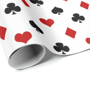 Red and Black Card Suits   Any Background Colour Wrapping Paper