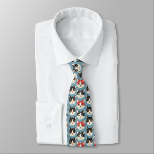 Red and Black Cats Pattern Tie