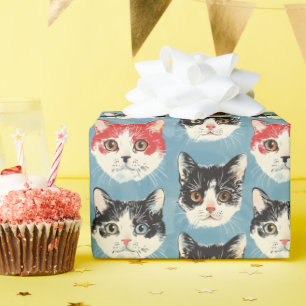 Red and Black Cats Pattern Wrapping Paper