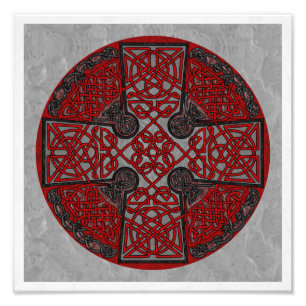 Red and Black Celtic Cross Medallion Photo Print