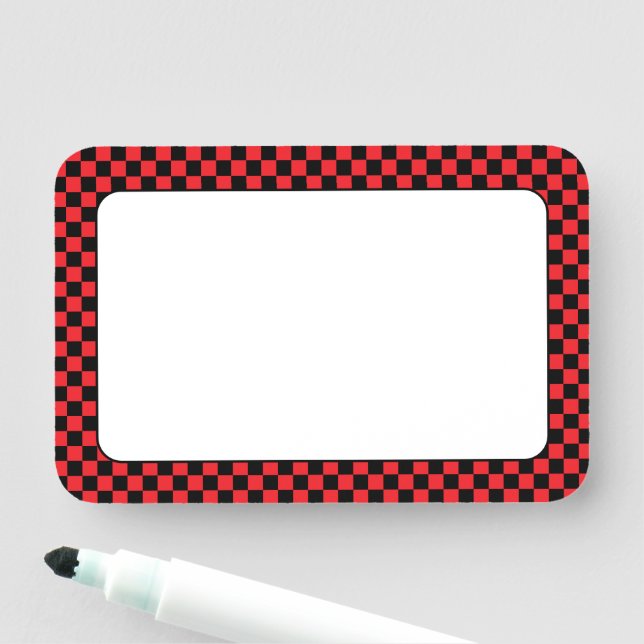 Red and Black Check 3x2 Name Tag (In Situ)