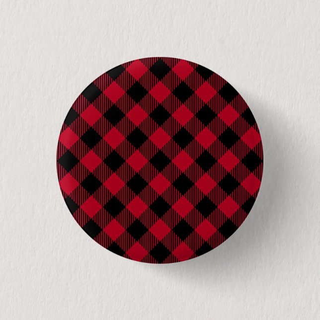 Red And Black Check Buffalo Plaid Pattern 3 Cm Round Badge (Front)