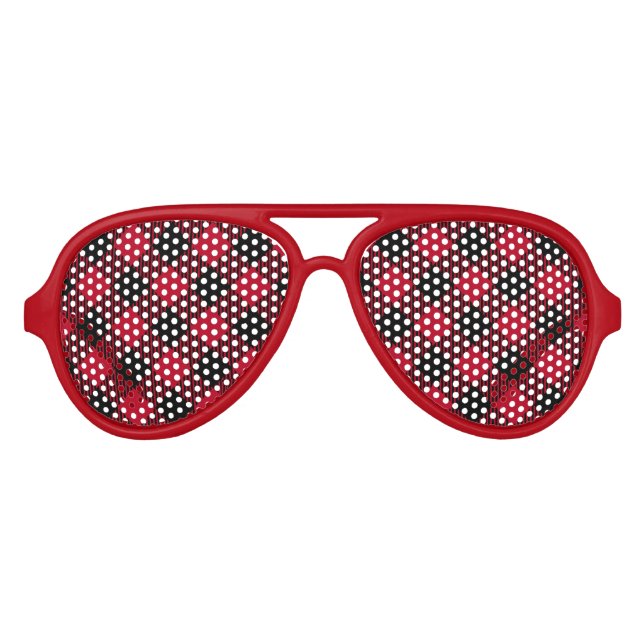 Red And Black Check Buffalo Plaid Pattern Aviator Sunglasses (Front)