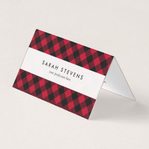 Red And Black Check Buffalo Plaid Pattern Business Card