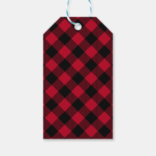 Red And Black Check Buffalo Plaid Pattern Gift Tags