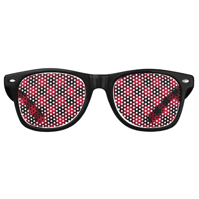 Red And Black Check Buffalo Plaid Pattern Retro Sunglasses (Front)
