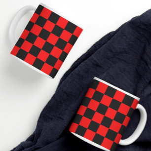 Red and Black Checkered Pattern Coffee Mug