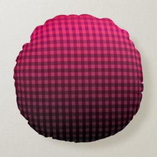 Red and black checkered pattern gradient round cushion