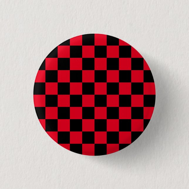 Red and Black Chequered Board Pattern 3 Cm Round Badge (Front)