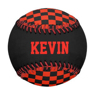Red and Black Chequered Custom Baseball
