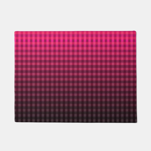 Red and black chequered pattern gradient doormat (Front)