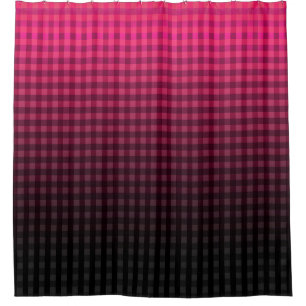 Red and black chequered pattern gradient  shower curtain