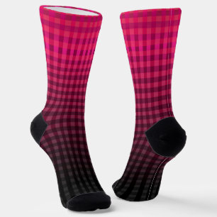 Red and black chequered pattern gradient  socks