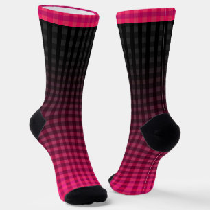 Red and black chequered pattern gradient socks